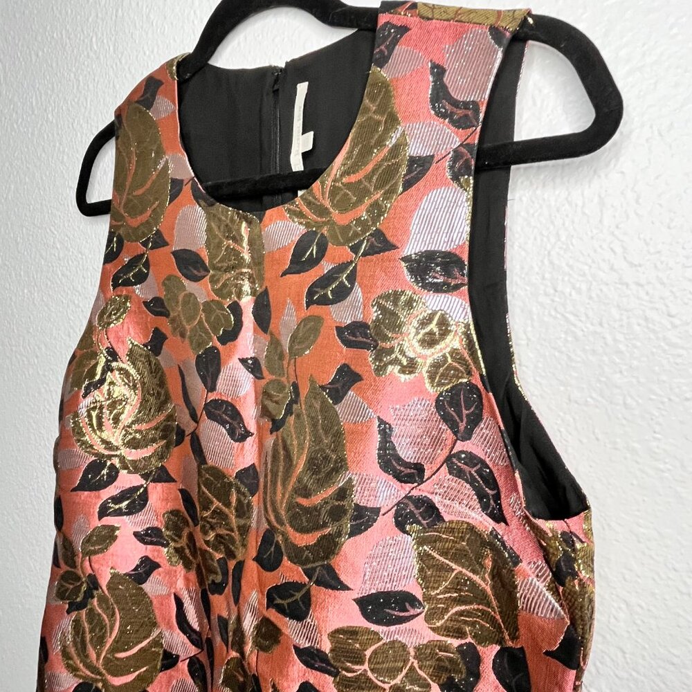 Rachel Roy Size 12 Pink With Metallic Brocade Floral Sheath Cocktail Dress - Picture 2 of 10
